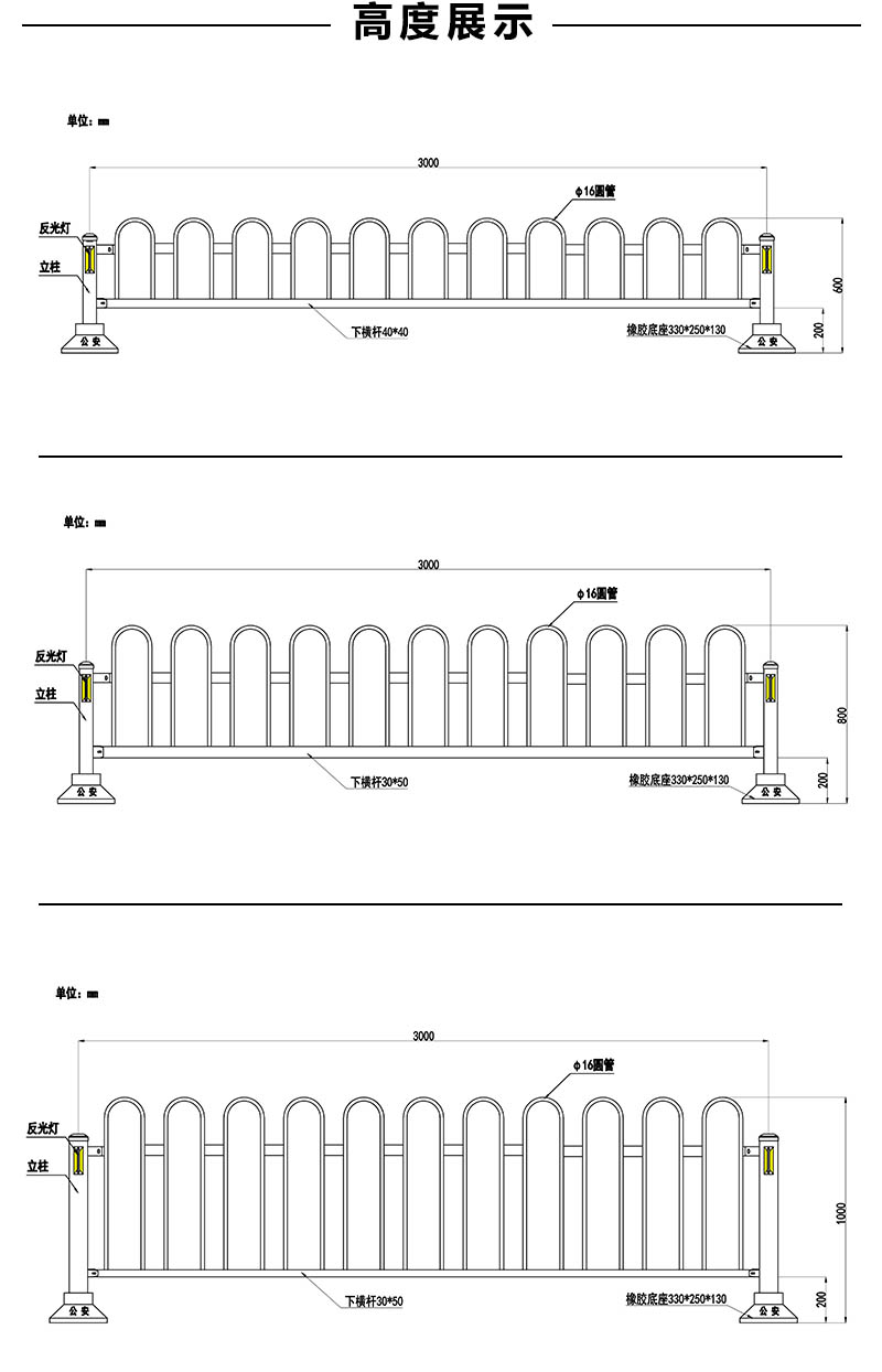 城市隔離護(hù)欄尺寸