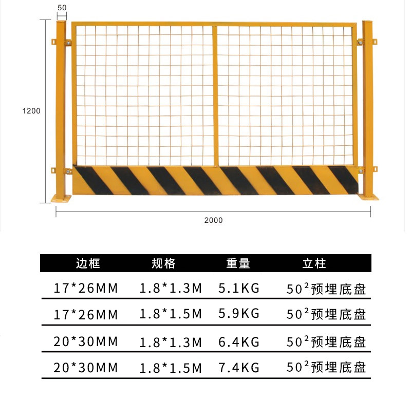 基坑護(hù)欄部分規(guī)格尺寸