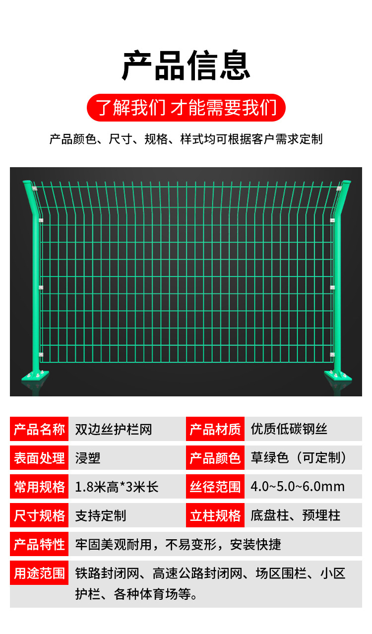 雙邊絲護(hù)欄網(wǎng)產(chǎn)品圖片規(guī)格尺寸